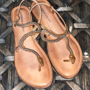 ANTONIO MELANI gold snake sandals